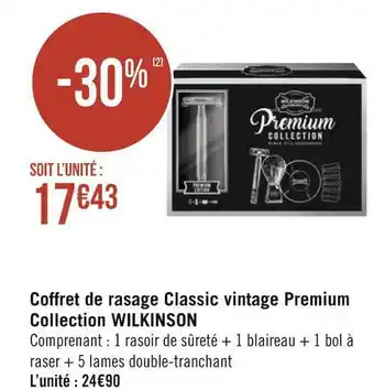 Géant Casino Wilkinson coffret de rasage classic vintage premium collection offre