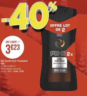 Géant Casino Axe gel douche dark temptation offre