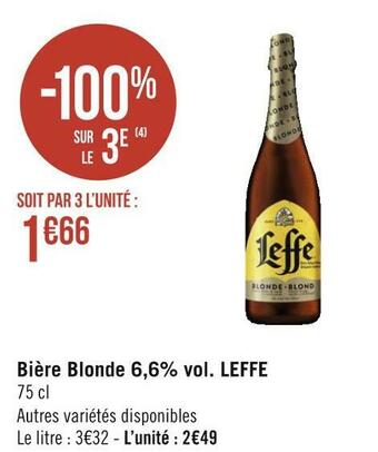 Géant Casino Leffe bière blonde 6,6% vol. offre