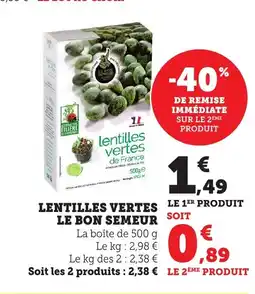 Bi1 Lentilles vertes le bon semeur offre
