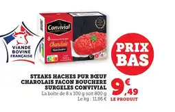 Bi1 CONVIVIAL Steaks haches pur bœuf charolais facon bouchere surgeles offre