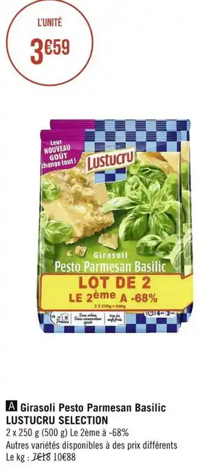 Géant Casino Lustucru girasoli pesto parmesan basilic offre