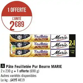 Géant Casino Marie pâte feuilletée pur beurre offre