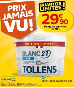 Castorama TOLLENS Peinture intérieure 2 en 1 blanc mat offre