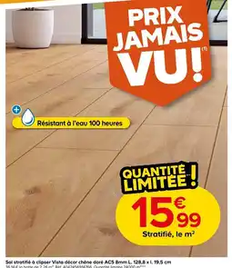 Castorama Sol stratifié à clipser Vista décor chêne doré AC5 offre