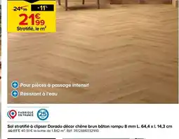 Castorama Sol stratifié à clipser Dorado décor chêne brun bâton rompu offre