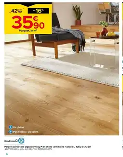 Castorama Parquet contrecollé clipsable Visby M en chêne verni blond rustique offre