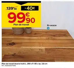 Castorama Plan de travail Acacia huilé offre