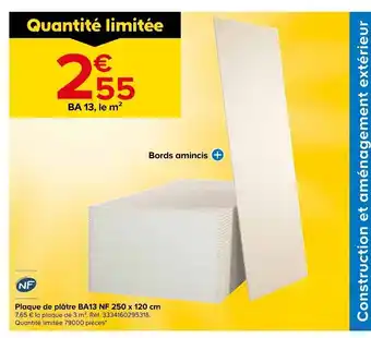 Castorama Plaque de plâtre BA13 NF offre