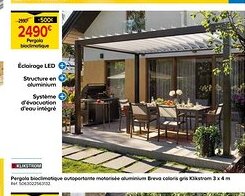 Castorama Pergola bioclimatique autoportante motorisée aluminium offre