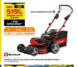 Castorama EINHELL Tondeuse sans fil avec batterie 18 V Einhell GP-CM 36/47 S HW Li offre