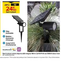 Castorama Spot à piquer solaire Adjuma LED intégrée 190 Im 2,9 W IP 44 noir 5000 K blanc froid offre