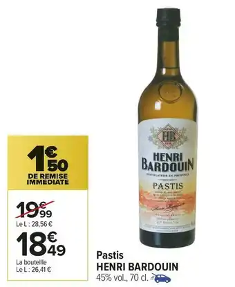 Carrefour Market Henri bardouin pastis offre