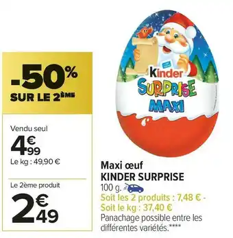 Carrefour Market Kinder surprise maxi œuf offre