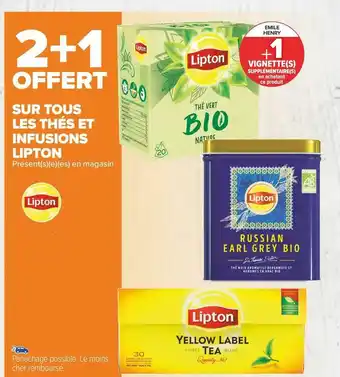 Carrefour Market Lipton bon plan sur tous les thés et infusions de la marque lipton offre