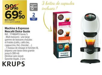 Carrefour Market Krups machine à expresso nescafé dolce gusto offre