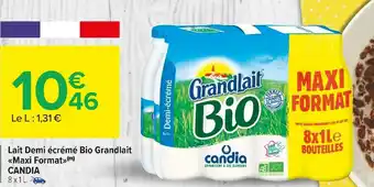 Carrefour Market Candia lait demi écrémé bio grandlait «maxi format» offre