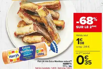 Carrefour Market Harry’s pain de mie extra moelleux nature offre