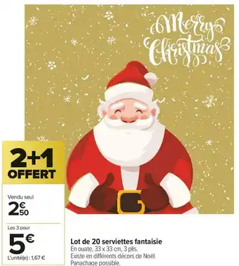 Carrefour Market Lot de 20 serviettes fantaisie offre