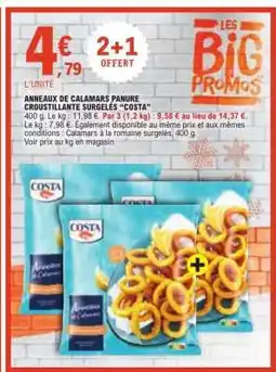 E.Leclerc ANNEAUX DE CALAMARS PANURE CROUSTILLANTE SURGELÉS “COSTA” offre