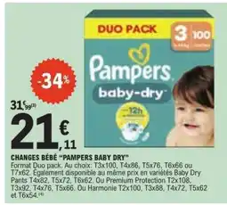 E.Leclerc CHANGES BÉBÉ “PAMPERS BABY DRY” offre