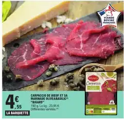 E.Leclerc Carpaccio de boeuf et sa marinade olive&basilic Bigard offre