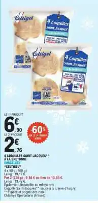 E.Leclerc 4 Coquilles Saint-Jacques** à la Bretonne offre