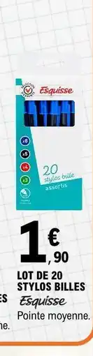 E.Leclerc LOT DE 20 STYLOS BILLES offre