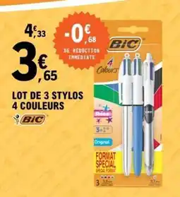 E.Leclerc LOT DE 3 STYLOS 4 COULEURS offre