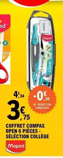 E.Leclerc COFFRET COMPAS OPEN 6 PIÈCES - SÉLECTION COLLÈGE offre