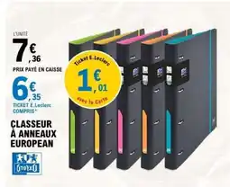 E.Leclerc Classeur à anneaux European offre