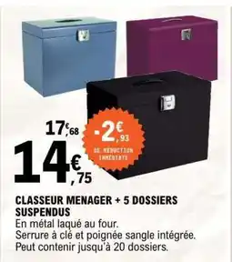 E.Leclerc CLASSEUR MENAGER + 5 DOSSIERS SUSPENDUS offre