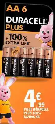 E.Leclerc Piles Duracell Plus 100% AA/R06 x6 offre