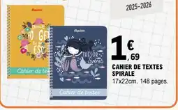 E.Leclerc CAHIER DE TEXTES SPIRALE offre