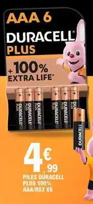 E.Leclerc Piles Duracell Plus 100% AAA/R03 x6 offre