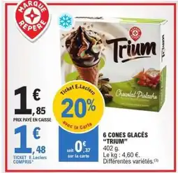 E.Leclerc 6 CONES GLACÉS “TRIUM” offre