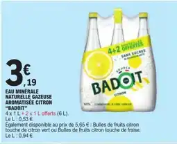 E.Leclerc EAU MINÉRALE NATURELLE GAZEUSE AROMATISÉE CITRON “BADOIT” offre