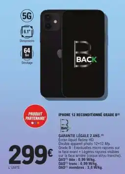 E.Leclerc IPHONE 12 RECONDITIONNÉ GRADE B offre
