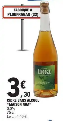 E.Leclerc CIDRE SANS ALCOOL MAISON NOA offre