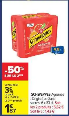 Carrefour Schweppes Agrumes offre