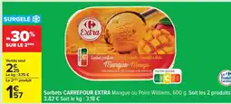 Carrefour Sorbets CARREFOUR EXTRA Mangue ou Poire Williams offre