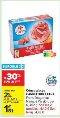 Carrefour Cônes glacés CARREFOUR EXTRA offre