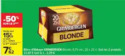 Carrefour Bière d'Abbaye GRIMBERGEN Blonde offre