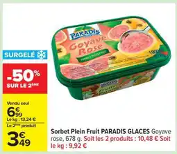 Carrefour Sorbet Plein Fruit PARADIS GLACES Goyave rose offre