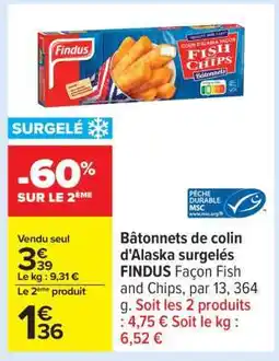 Carrefour Bâtonnets de colin d'Alaska surgelés FINDUS offre