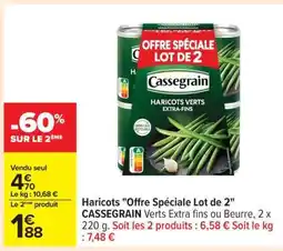 Carrefour Haricots Offre Spéciale Lot de 2 offre