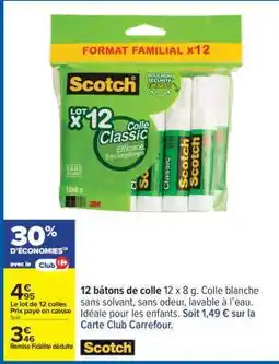 Carrefour Scotch Lot x12 Colle Classic offre