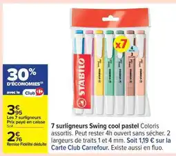 Carrefour 7 surligneurs Swing cool pastel offre