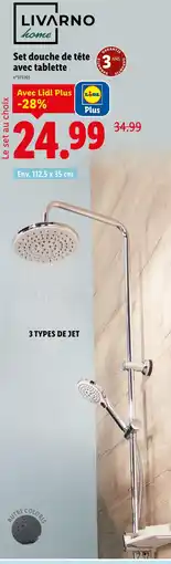 Lidl Set douche de tête avec tablette offre