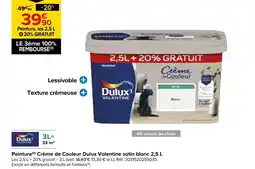 Castorama Dulux Valentine Peinture (d) Crème de Couleur satin blanc 2,5 L offre